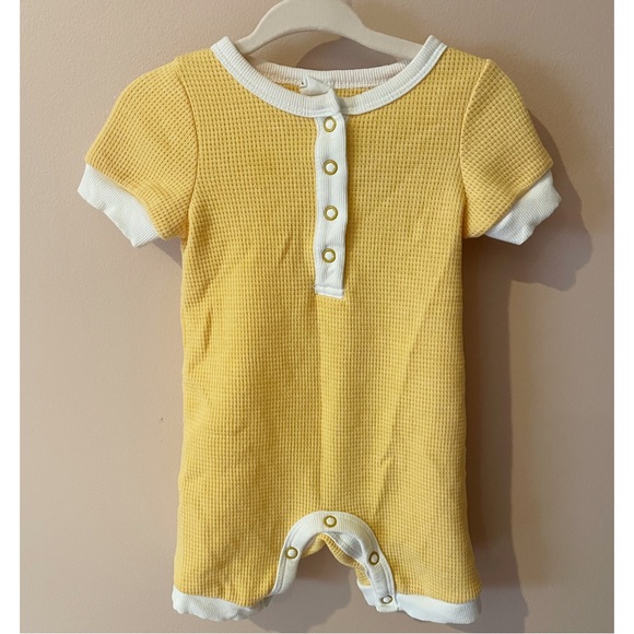 Button Waffle Knit Ringer Romper - Picture 2 of 2